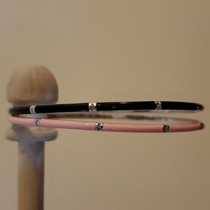 Sterling silver diamond accent bangles